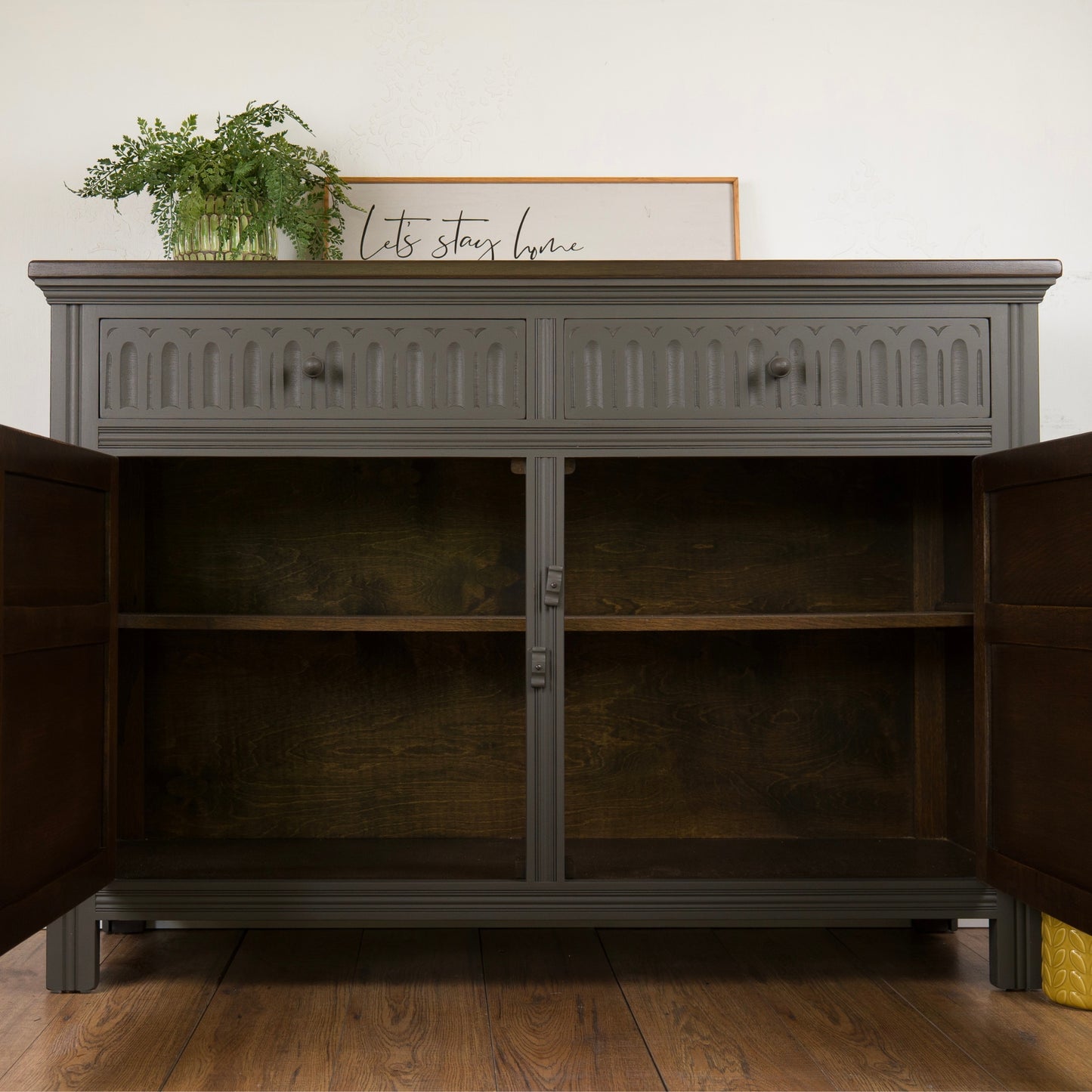 Vintage Oak Upcycled Grey Hand-Painted Sideboard