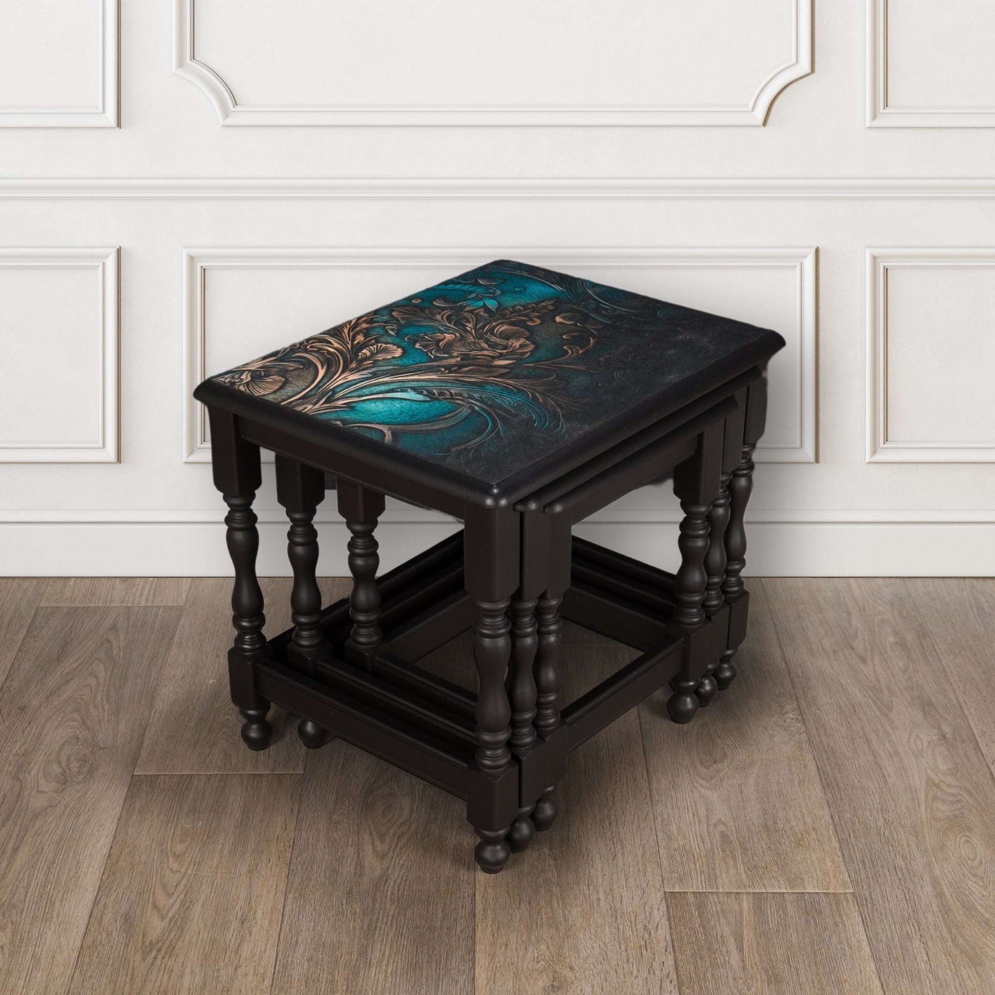 Vintage Upcycled Solid Pine Decoupaged Nesting Tables