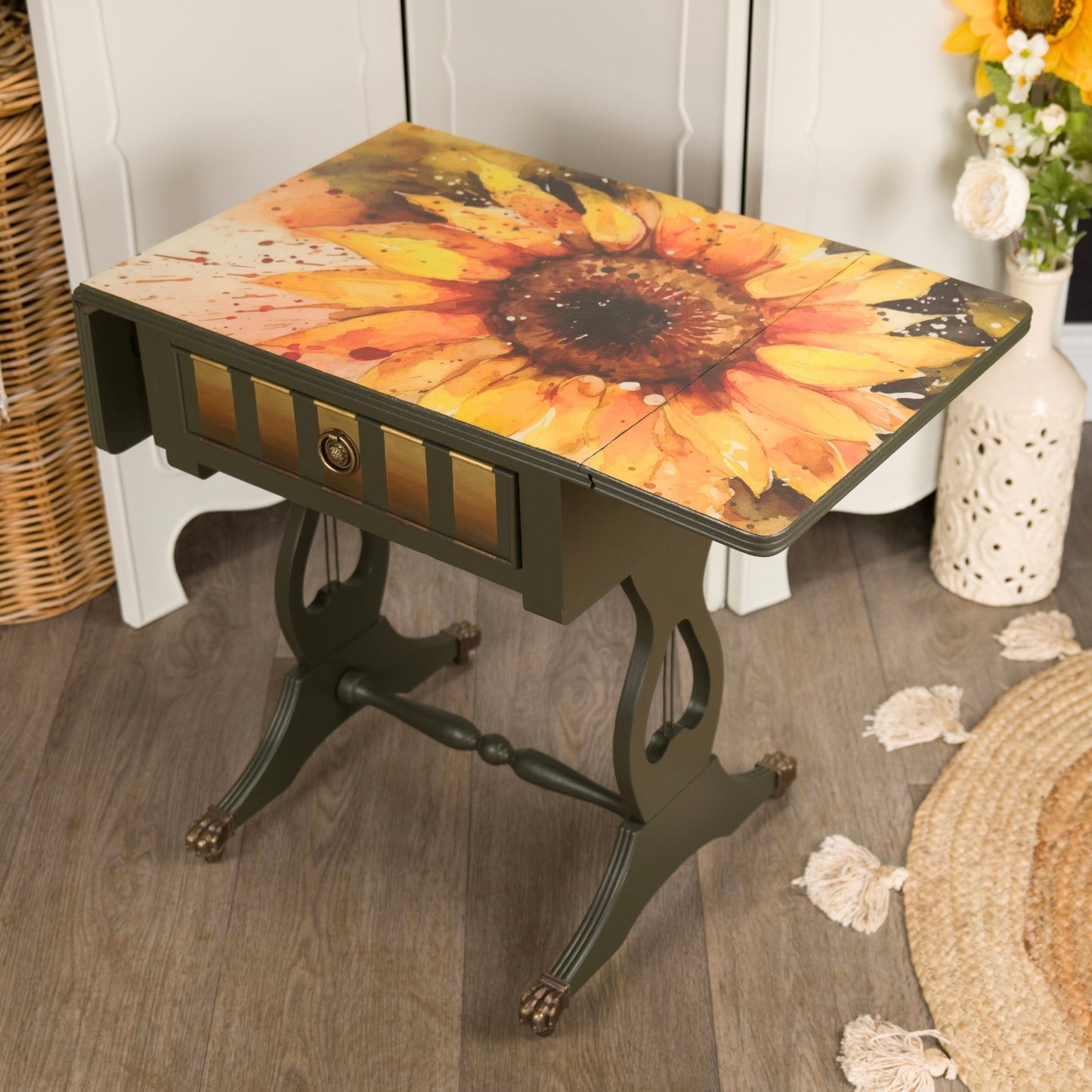 Upcycled Regency Style Drop Leaf Side Table
