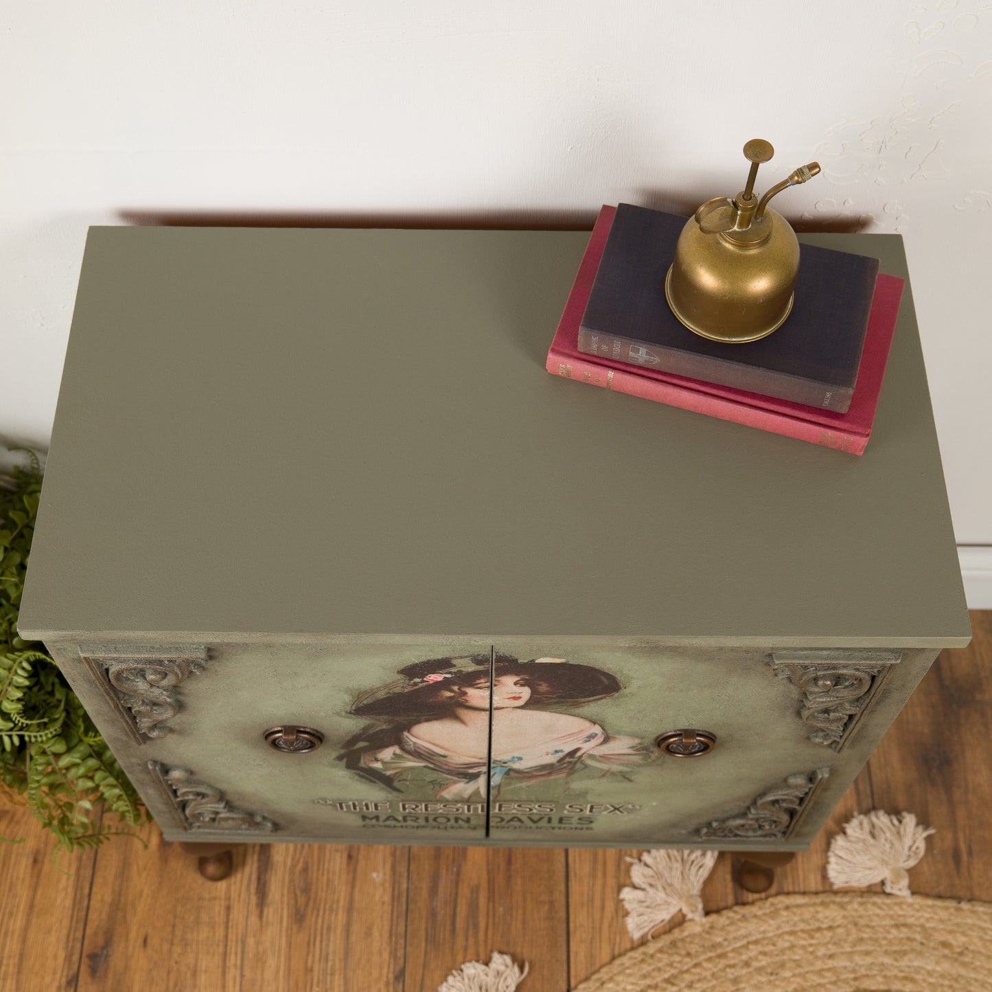 Vintage Cabinet | Hand-Painted Marion Davies Media Stand | Upcycled Furniture