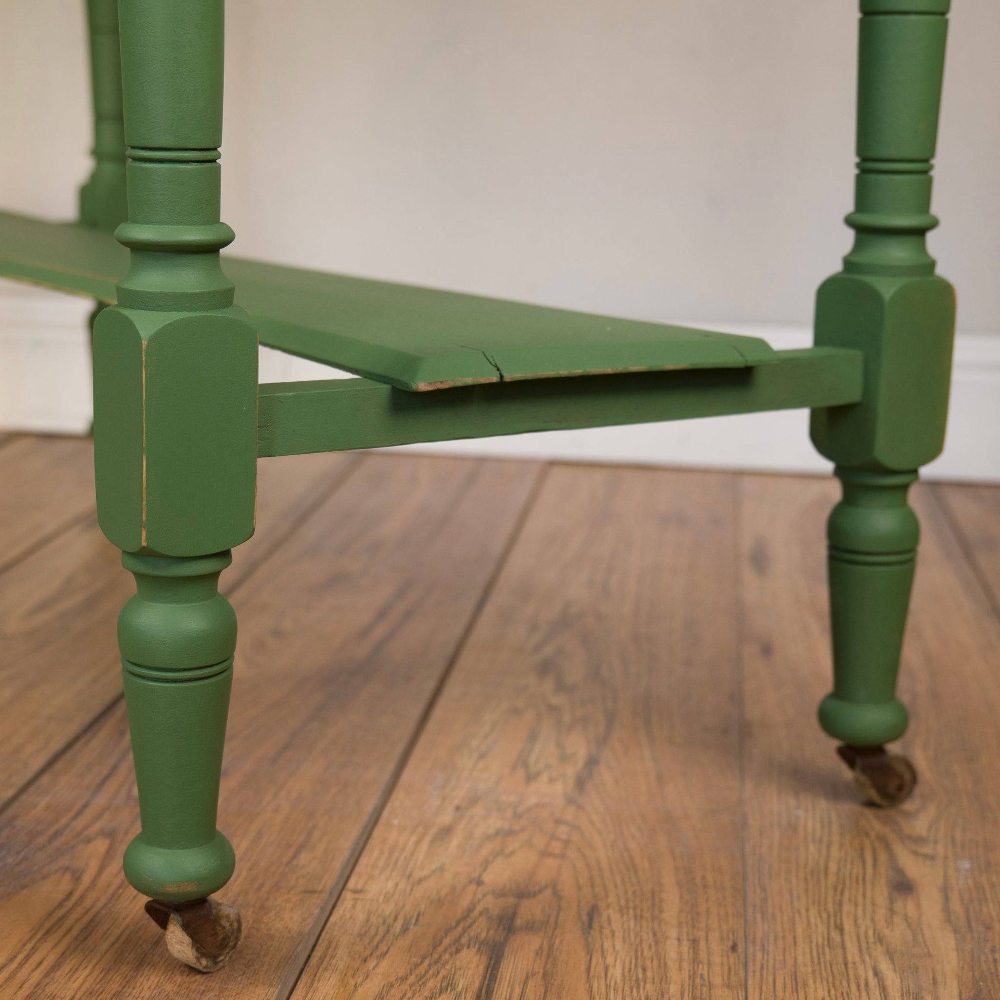 Vintage Green Floral Console Table – Upcycled Entryway Table with Decoupage Drawer Front