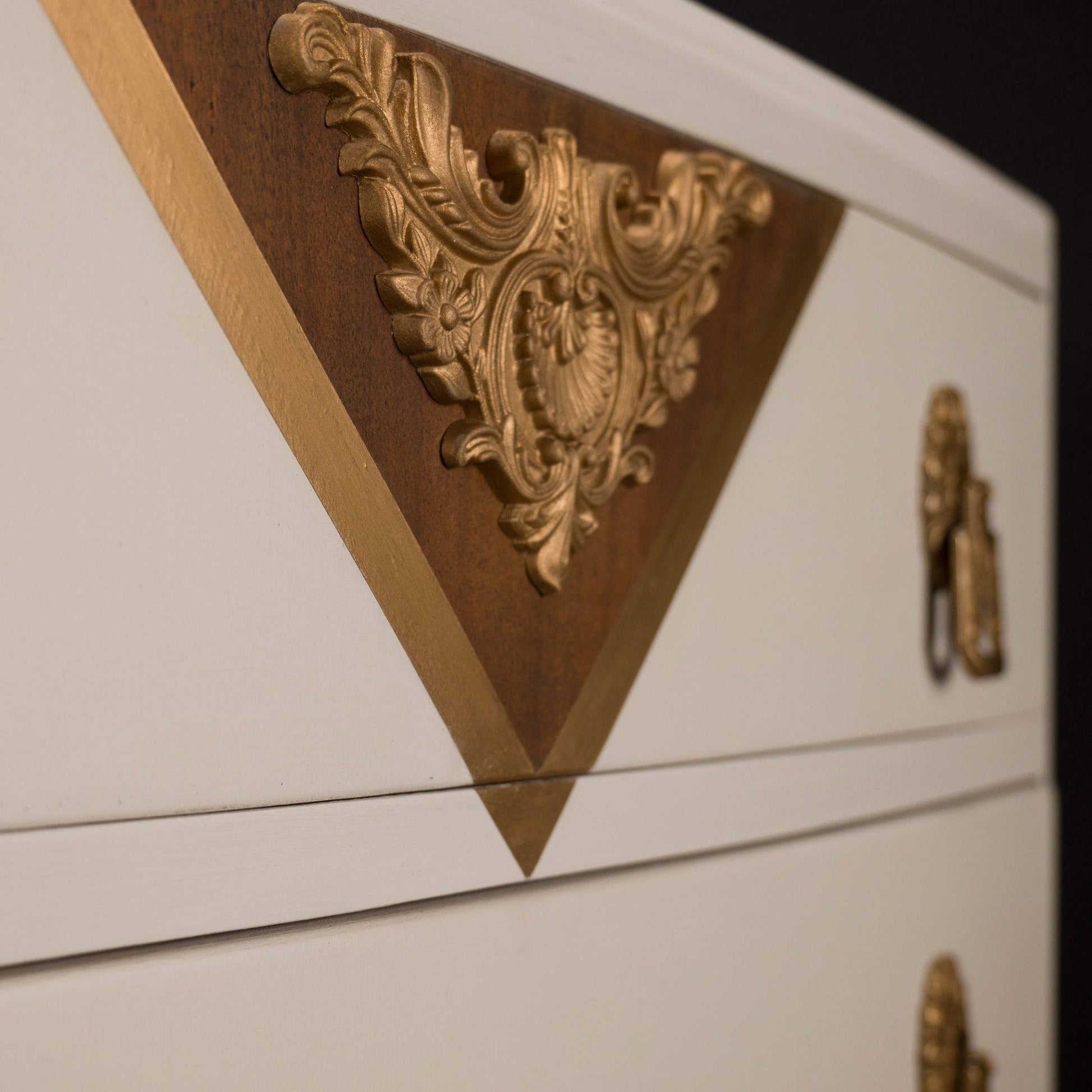 Vintage Upcycled B&E Chest of Drawers Cream Gold