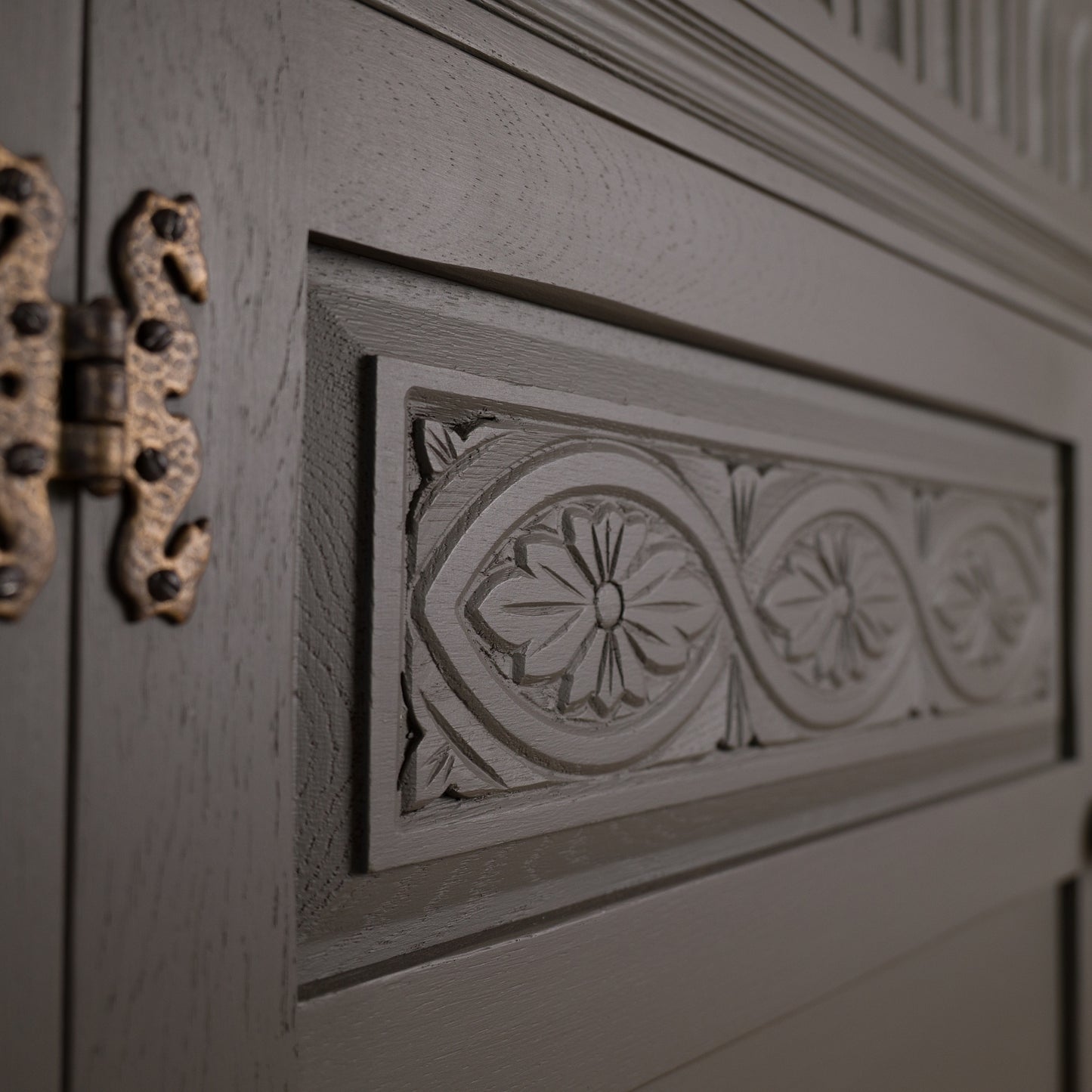 Vintage Oak Upcycled Grey Hand-Painted Sideboard
