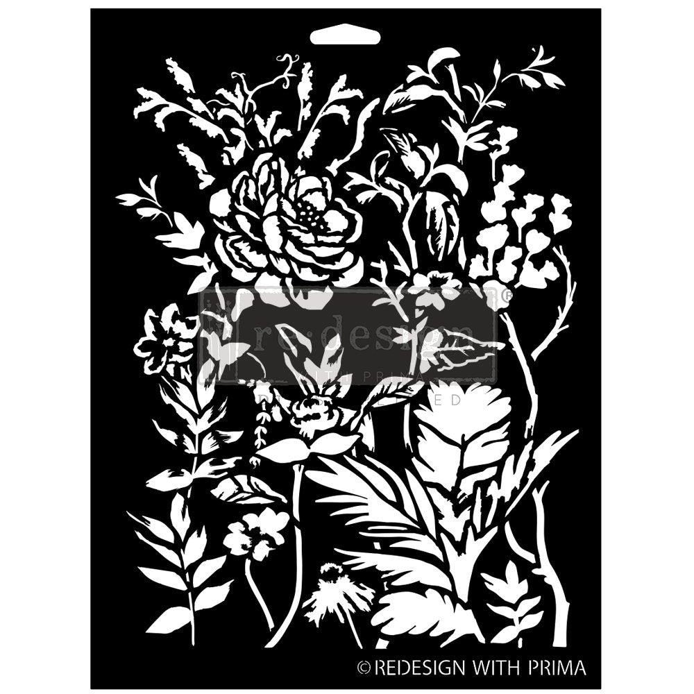 Redesign with Prima Cerulean Blooms 9”x12” Stencil